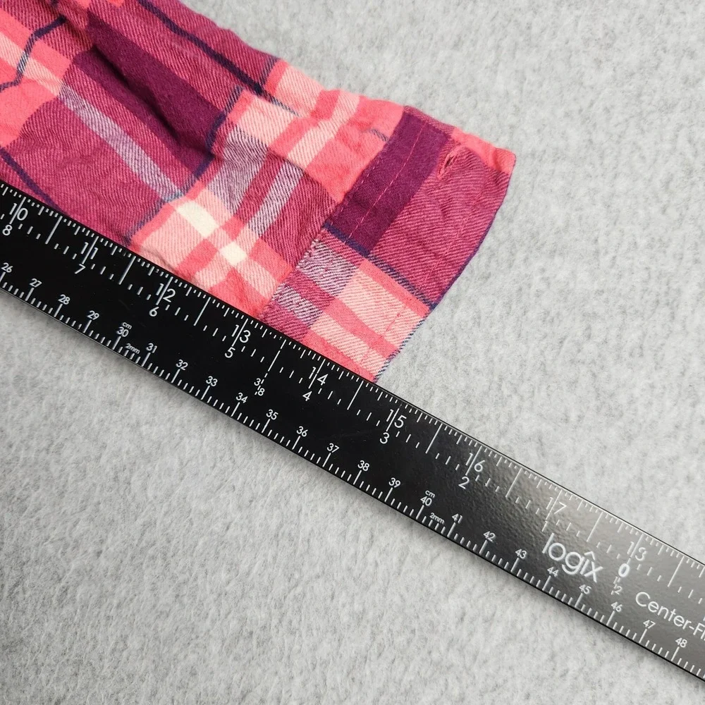 OshKosh‎ B'gosh Popover Tunic Top Girls 8 Pink Plaid Flannel Cotton Tie Waist